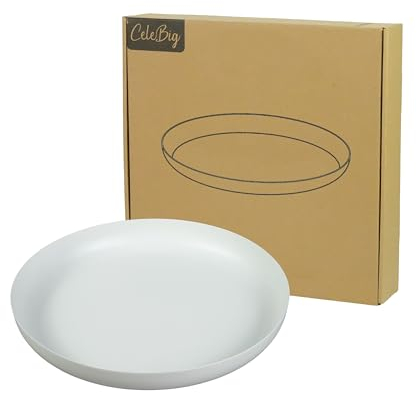 CeleBig® Deko Tablett Rund ø30,7cm mit Rand | Dekoteller und Dekotablett aus Metall Weiss | Serviertablett Weiss | Tischdeko | Adventskranzhalter | Halter für Kerzen | Zeitloses Design | Geschenk