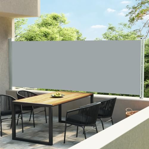 PABURNI Balkon-Sichtschutz Balkonfächer Seitenmarkise Seiten Ausziehbare Markise für Garten Terrasse Balkon Küche UV- und Witterungsbeständig Schlichte und Stilvolle Grau 600x160 cm