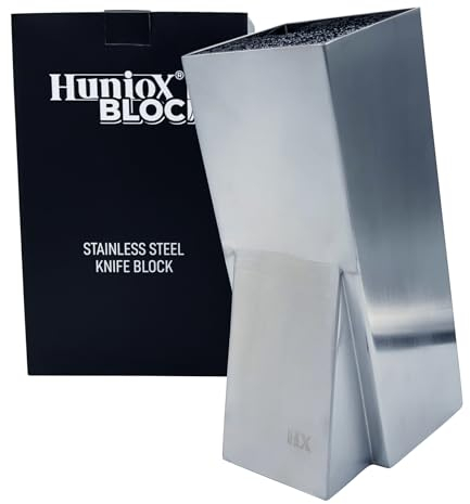 Huniox® Block- Ceppo per Coltelli da Cucina - Ceppo di Coltelli da Cucina - Porta Coltelli da Cucina Ceppo per Coltelli Vuoto - Ceppo Coltelli da Cucina Vuoto - Ceppo Portacoltelli da Cucina (Silver)