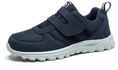 BibHoly Diabetiska skor för kvinnor män extra bred passform träningsskor enkel stängning ortopediska tofflor för svullna fötter plantar fasciit lätta promenadsneakers med justerbar rem, A1 blått, 39