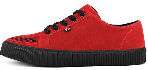 T.U.K. Ribbed Sole Sneaker - Modeschuhe für Männer und Frauen - Skate, Punk, Rock und Gothic Style aus Leder, Wildleder und Canvas- Farbe Red Suede - Größe 37