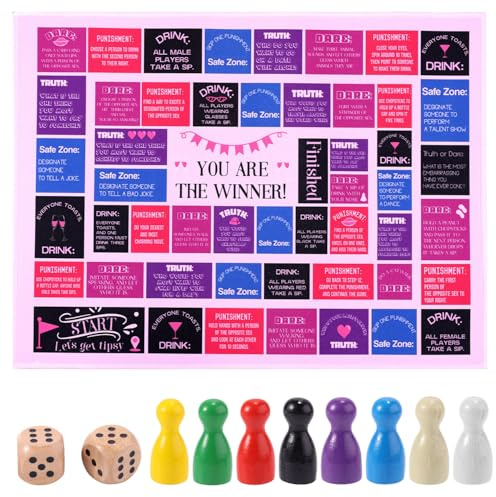 Tinoaly Giochi Alcolici per Adulti, Tappetino da Gioco da Tavolo Drink Up 40x30 cm per 2-8 Giocatori età 21+ Divertenti Articoli Feste in Spiaggia Addio al Nubilato