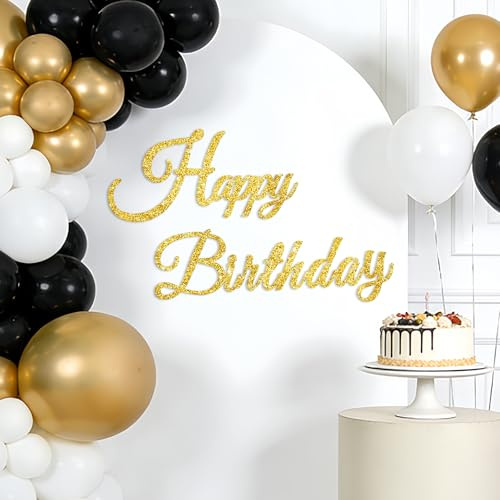Happy Birthday-skylt för bakgrund, Happy Birthday-banner, glitter, bokstavsskyltar, filt, självhäftande prickar ingår, perfekt för födelsedagsfest-bakgrunder, väggdekorationer