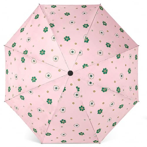 GEEKPC UV Protection Sun Umbrella With UPF50+ Coating And Elegant Floral Print - Compact Folding Portable Parasol Rainproof Steel Frame For Beach Travel & All-Weather Use