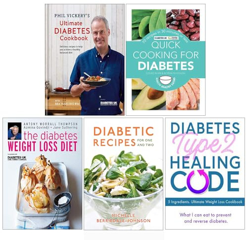Phil Vickery Ultimate Diabetes Cookbook [Hardcover], Quick Cooking for Diabetes, The Diabetes Weight Loss Diet, Diabetic Recipes for One and Two, Diabetes Type 2 Healing Code 5 Books Collection Set