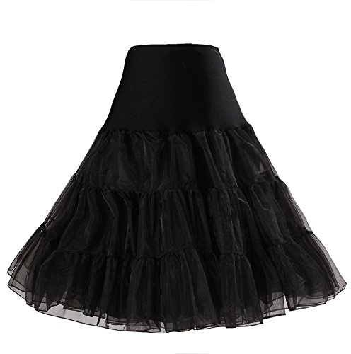 Boolavard® 50er Jahre Petticoat Vintage Retro Reifrock für Wedding Bridal Rockabilly Kleid in Mehreren Farben (L-XXL, Schwarz)