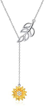 VONALA Collana in argento Sterling 925 con ciondolo a forma di girasole, regalo per donne, 20mm, Argento sterling, Zirconia cubica