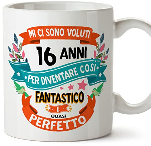 Mugffins Tazza 16 Compleanno- In italiano - Mi ci sono voluti 16 anni per diventare cosi fantastico - 350 ml - Regalo Originale e Divertente