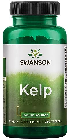 Swanson, Kelp, 250 glutenfreie Tabletten, 225mcg Jod je Dosis, Sojafrei, GMO frei, Geschmacksneutral