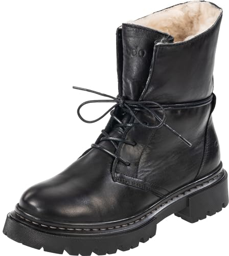 Palado Stiefeletten Damen Kasos Block – bequeme Boots Made in Portugal - warm gefütterte Stiefel - modische Winterschuhe Black/Black UK5,5 - EU38