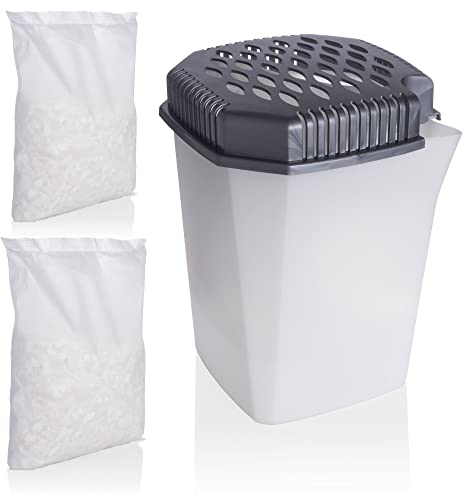 Deshumidificador con boquilla sin electricidad con 2 x 680 g granulado – Reutilizable – dura 4 meses – Deshumidificador para cocina y baño