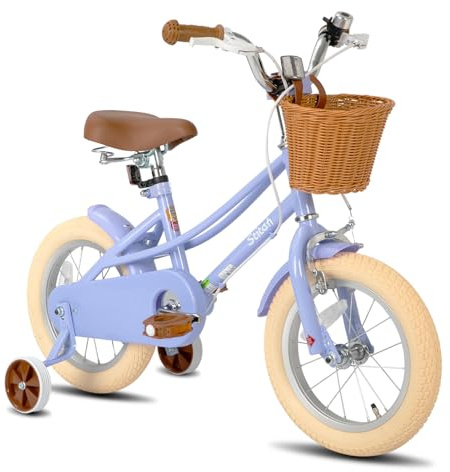 STITCH14 inch Kids Bike for 3-5 Years Girls, 14 Inch Girls Bike with Stabilisers & Basket, Purple