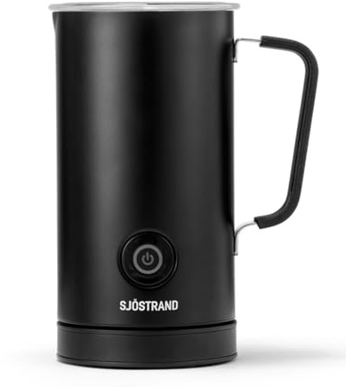 Sjöstrand Coffee Elektrischer Milchaufschäumer - Edelstahl, Für Heiße & Kalte Milch, Antihaftbeschichtet (Matt Schwarz)