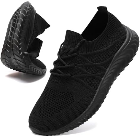 UNQWQZ Zapatillas Mujer Moda Running Deporte Ultraligero Sneakers Mujer Cómodas Zapatillas Caminar Correr Tennis Zapatillas para Andar Caminar Voleibol Negras 39