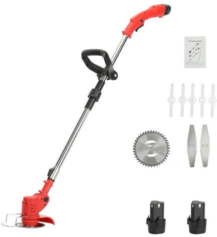 Grass Trimmer,Cordless Garden Mower,12V 2000mAh 2 Batteries 1 Charger,Telescopic Rod Grass Cutter Machine, Handheld Garden Strimmer For Lawn Garden