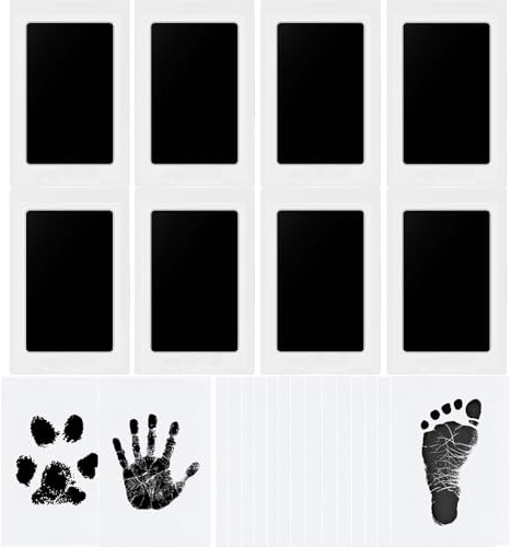TOPHOPE Kit de impresión de huellas de manos y huellas de bebé para recién nacidos de 0 a 6 meses, juego de almohadillas de tinta para perros y gatos con huella de huellas de gato (8 unidades)