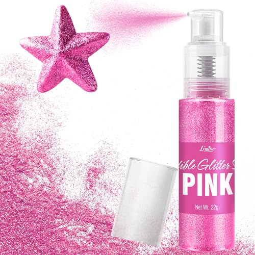 Paillettes Comestibles Spray - 22g Poudre Lustrée Qualité Alimentaire pour Boissons, Décoration de Gâteaux, Pâtisserie - Poudre de Colorant Chatoyante pour Cocktails, Glaçage, Bonbons (Rose)