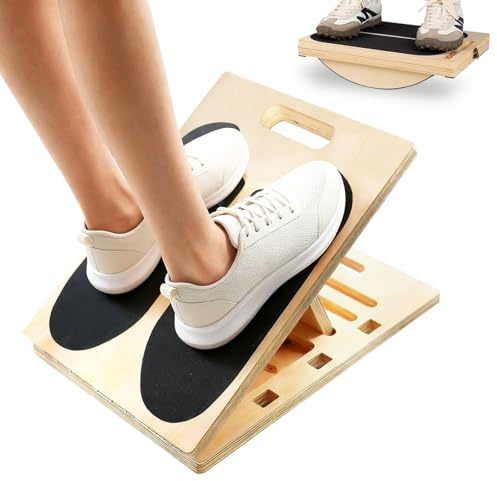 Tabla de equilibrio y tabla inclinada de madera, ajustable, para ejercicios de fisioterapia, entrenamiento de equilibrio, 1,8 cm de grosor de la placa de madera, para sentadillas, estiramiento