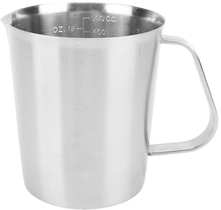 SIXRUN Lattiera in Acciaio Inossidabile, Tazza Graduata con Tacche Graduate Incise per Latte Art, Accessori per Macchine da caffè (500ML)