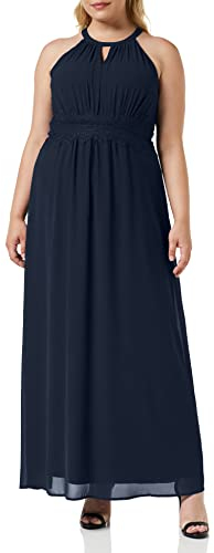 VILA CLOTHES Damen Neckholder Kleid VIMILINA HALTERNECK DRESS - NOOS 14052647, Maxi, Einfarbig, Gr. 38, Blau (Total Eclipse)