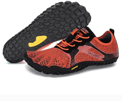SAGUARO Barfotaskor herr dam utomhus sport träningsskor spårskor storlek 35–48, Aqua Orange, 45 EU