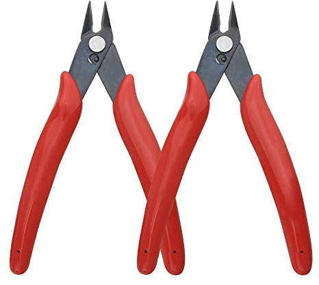 XINMEIWEN Lot de 2 mini pinces coupante pour fils électriques Pince coupante électronique de précision Mini Pince coupante pour les besoins de coupe ultra-fine (Rouge)