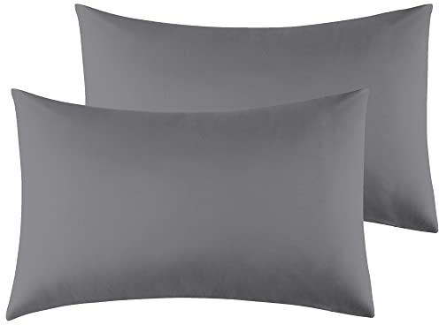 Kissenbezug 40 x 80 cm 2er Set - Kopfkissenbezug Mikrofaser Premium Superweicher - Kissenhülle 40 x 80 cm - Dunkelgrau