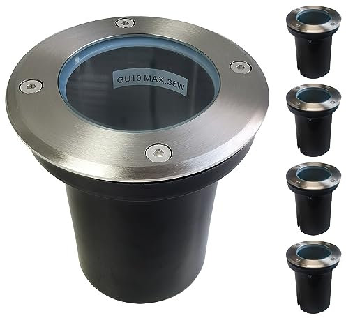 EBION Outdoor Ground Lights,IP67 Waterproof Decking Buried Lights,4 Pack Walk Over Round Outdoor Landscape Light for Pathway,Driveway,Deck,Step,Garden,Max 35W 240V GU10 (Bulbs not Include)