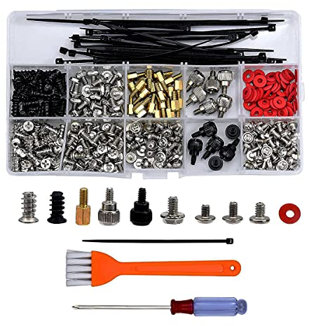 Computer Schrauben Set, 362 Stück PC Schrauben set, für Motherboards, Fahrgestell, Festplatten, mit Schraubendreher, Pinsel und Kabelbinder
