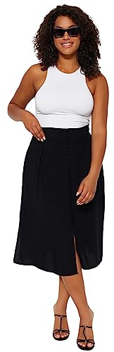 Trendyol Donna Dritto Midi Una Linea Gonna Taglie Forti, Nero, 54 Plus