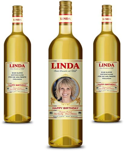 PRINTALA - Personalisierte Flaschenetiketten mit Foto & Text | Aufkleber-Set | 3 Etiketten pro Packung