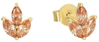 Amor Ohrstecker 925 Sterling Silber Damen Ohrschmuck, mit Zirkonia synth., 0,9 cm, Gold, Kommt in Schmuck Geschenk Box, 2037002