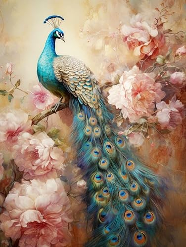 Taxpy Moderne Wanddekoration Pfau mit leuchtenden Federn,40 * 60cm Wandbild Poster Kunstdruck Als Leinwandbild Dekoratives Bild für das Schlafzimer