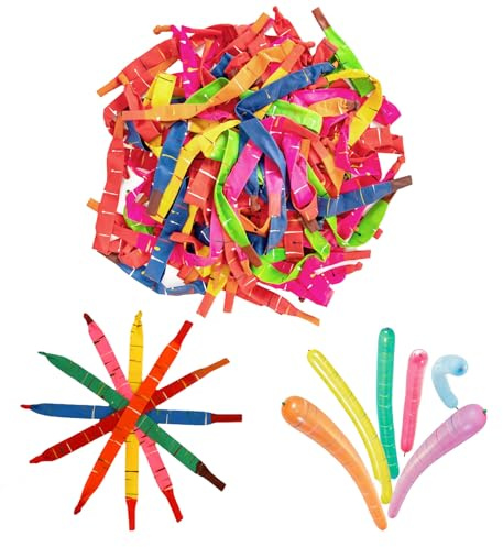 100 globos de cohetes de colores con rayas largas, cohetes, globos con tubo de soplado, globos trenzados, globos voladores, modeladores con silbatos, para vacaciones, cumpleaños, bodas, fiestas