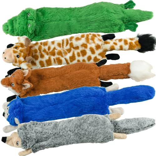 SHARLOVY Giocattoli cigolanti per cani, senza imbottitura, confezione da 5 giocattoli per cani di piccola taglia, giocattoli per cani di piccola taglia, giocattoli da masticare per cani, giocattoli