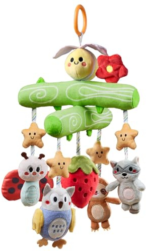 TUMAMA KIDS Juguetes para Bebé 0 3 6 Meses, Sonajeros bebe Peluches Abeja con Chirrido, Crujido, Juguete Sensorial Recien Nacido Regalo para Bebe Coche Cochecito Cuna Juguete Colgante