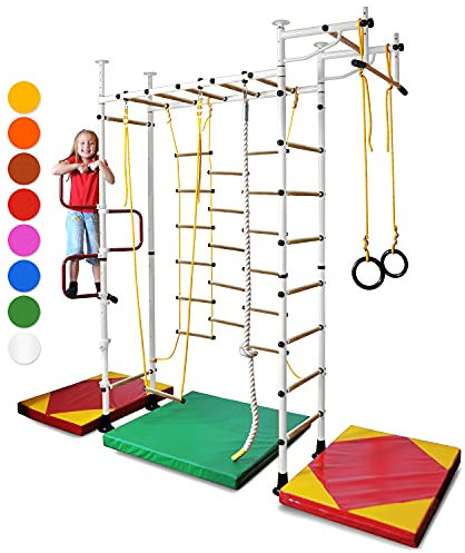 RoniKids Wall bars kids M3 gym wall bars for kids Climbing Frame (White 220-270)