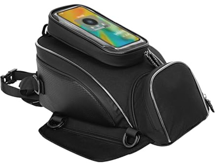 Borsa di stoccaggio per moto, borsa da serbatoio con magneti per tutte le moto, attrezzatura pesante per sport motoristici con supporto per telefono per Cruiser e moto sportiva