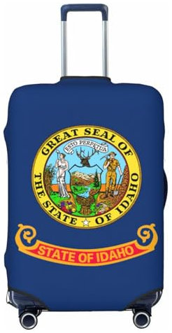 NBAGHPQ Idaho State Flag Print Double Sided Elastic Protection Universal Suitcase Cover Unique Luggage Protector, Nero , L
