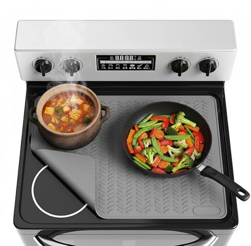 Induction Hob Protector Mat, Silicone Heat Resistant Mat Kitchen, Scratch Protector for Induction Stove, Multifunctional Silicone Mats, Non Slip and Waterproof, 71 x 50 cm, Gray