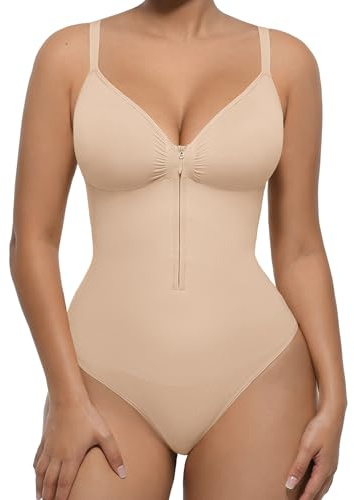 FeelinGirl Shapewear for Women Tummy Control Seamless Zip Front Bodysuits