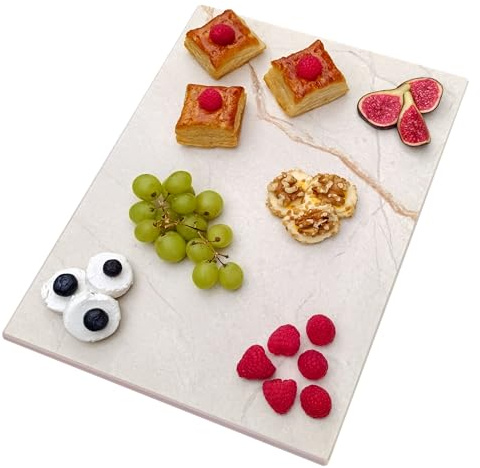 LOANE - Tabla de Cortar Multifuncional - Tabla Cortar Cocina, Material Porcelánico, Resistente al Calor y a los Arañazos, Ideal para Picar, Servir y Presentar Alimentos (Marfil)