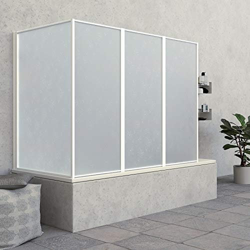 Parete sopravasca pieghevole in alluminio bianco e acrilico opaco 1+3 pannelli 62+133cm altezza 140cm (64+133 cm)