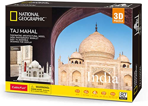 CubicFun 3D Jigsaw Puzzles for Adults Kids National Geographic Architecture Building Model Kit with Booklet for Adults and Kids, India Taj Mahal Decoration 87 Pieces