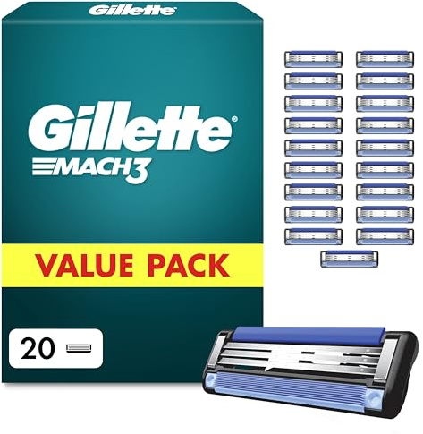 Gillette Mach3 Rasierklingen für Männer, 20 Original Ersatzklingen, Klingen für Herren mit Gleitstreifen für Ein Sanftes Gleiten und Neuer Klingenbeschichtung