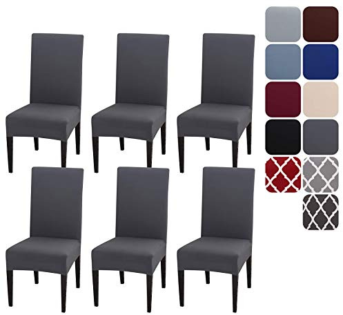 Aisprts Dining Room Chair Covers Slipcovers Set of 6, Stretch Removable Washable Dining Chair Protector Decoration Cover Seat Slipcover for Hotel, Ceremony, Banquet, Kitchen, Restaurant, Home