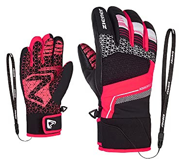 Ziener Kinder LONZALO Ski-Handschuhe/Wintersport | wasserdicht, Primaloft, Black.neon pink, 4