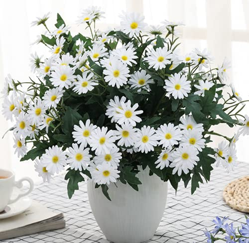 Anaoo - Flores Artificiales de Margarita para jarrón, Plantas Artificiales para decoración de hogar, Oficina, jardín, Ventana, Fiestas, balcón, arreglos Florales, Color Blanco
