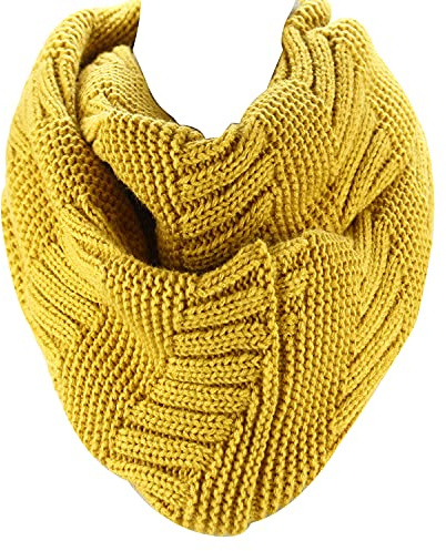 Marte&Joven Winter Yellow Infinity Scarf for Ladies Women Fashion Knitted Circle Loop Scarves Thick Warm