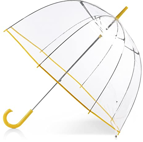Totes Adult Windproof Bubble Umbrella with J Hook Handle and Enhanced Visibility